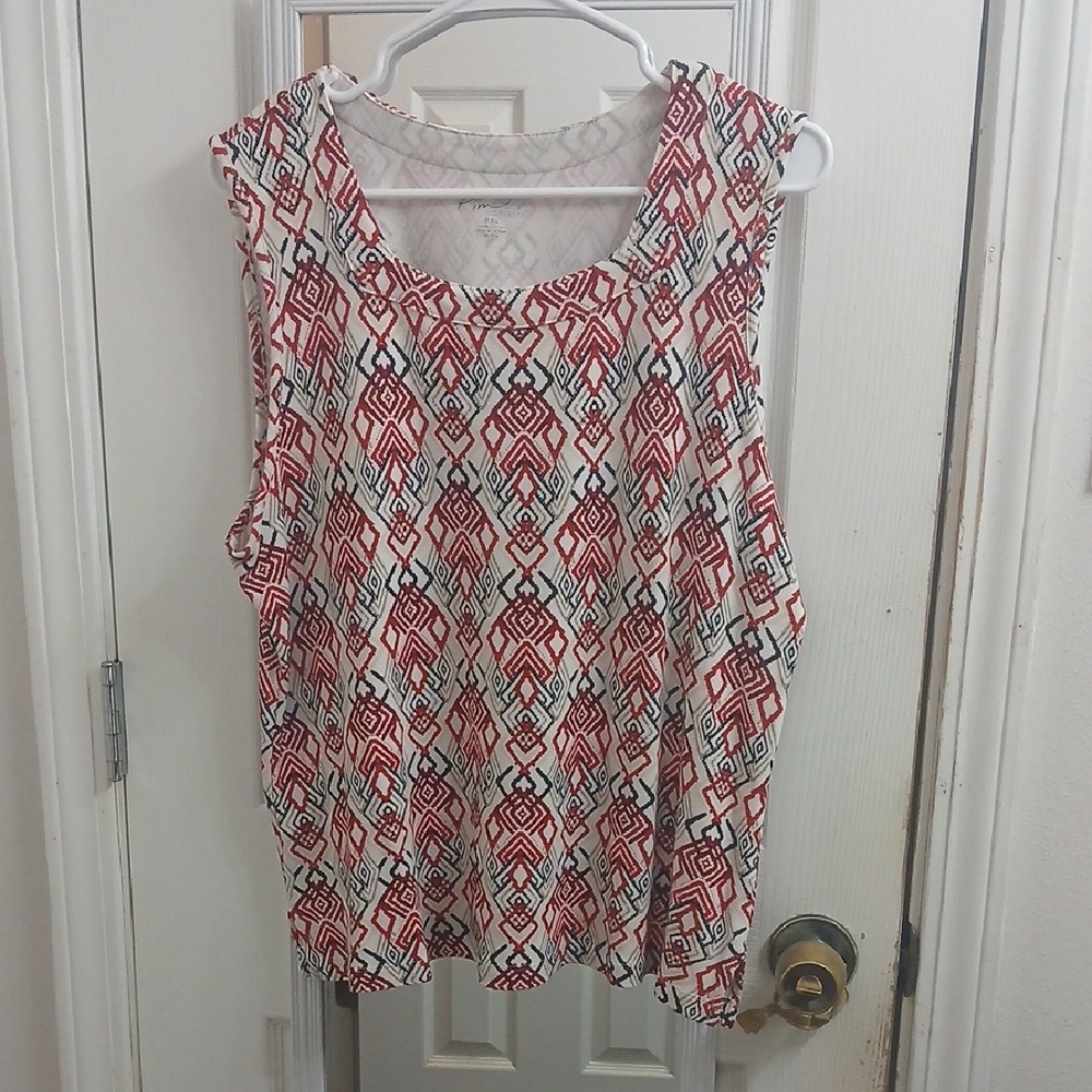 Red and Black Geometric Tank Top Size PXL